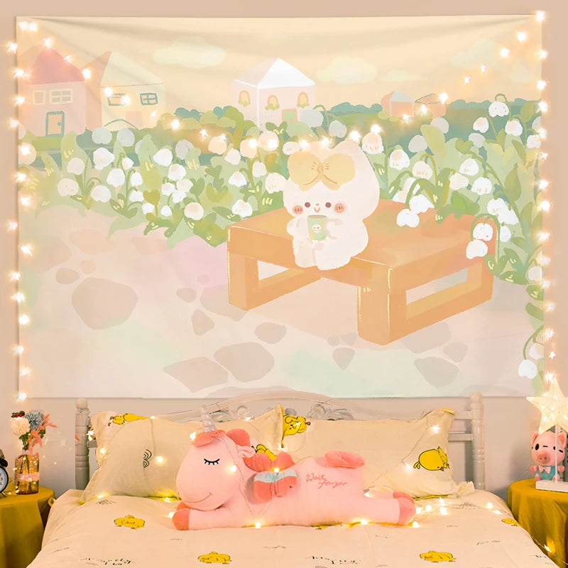 Kawaii Bunny Wall Tapestry