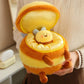 woman holding a kawaii bee plushie