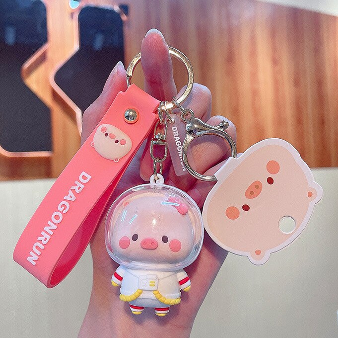 Kawaii Astro Pig Keychain
