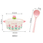 Kawaii pink Flower Ramen Bowl set dimensions