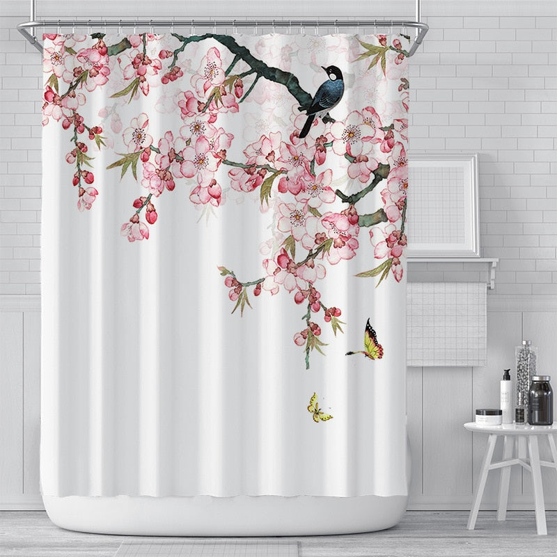 Kawaii Cherry Blossom Shower Curtains