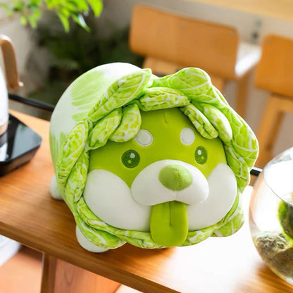 Kawaii Cabbage Shiba Inu Plushie on a Table