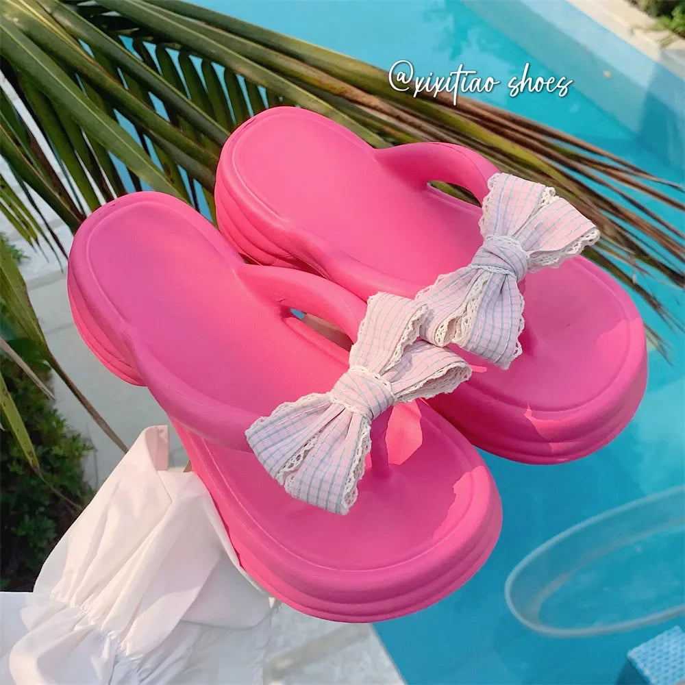 Cute Bow Beach Sandals Kore Kawaii