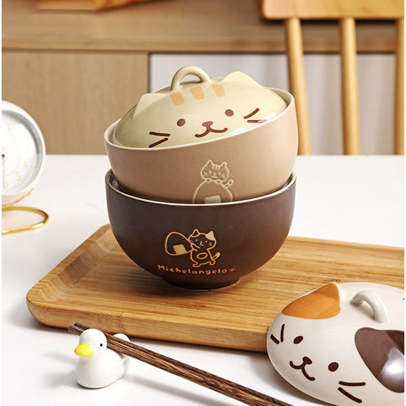 Kawaii Ceramic Cat Ramen Bowl