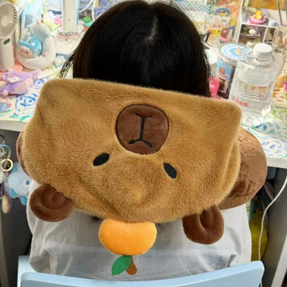 Capybara Plush Neck Pillow With Hat