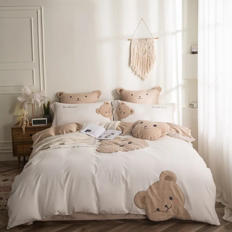 Bed cover teddy bear sales
