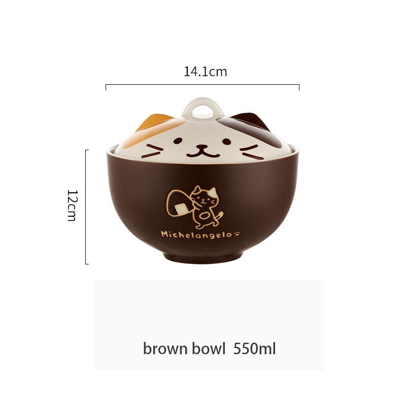Kawaii Ceramic Cat Ramen Bowls