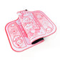 Pink cartoon axolotl themed mouse pad with character designs on a white background