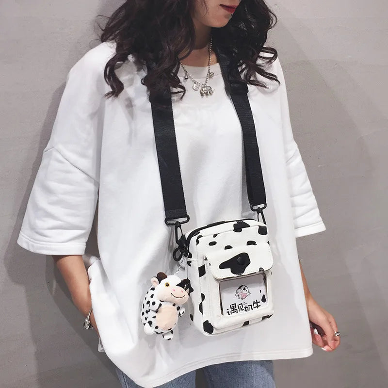 Kawaii Cow Pattern Print Mini Shoulder Bag