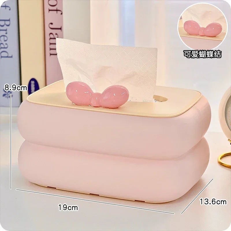 Cute Pink Bow Tissue Box in Pink