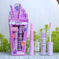 Purple grape flavor lip balm and lip gloss set with packaging on a white background