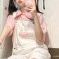 Pink Shirt and White Overalls Oufit