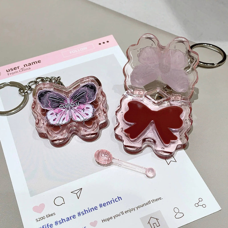 kawaii pink  butterfly lipgloss on white background