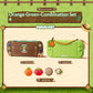 Two products with orange and green design on a green background, featuring 'Pastoral Cat Series' branding.