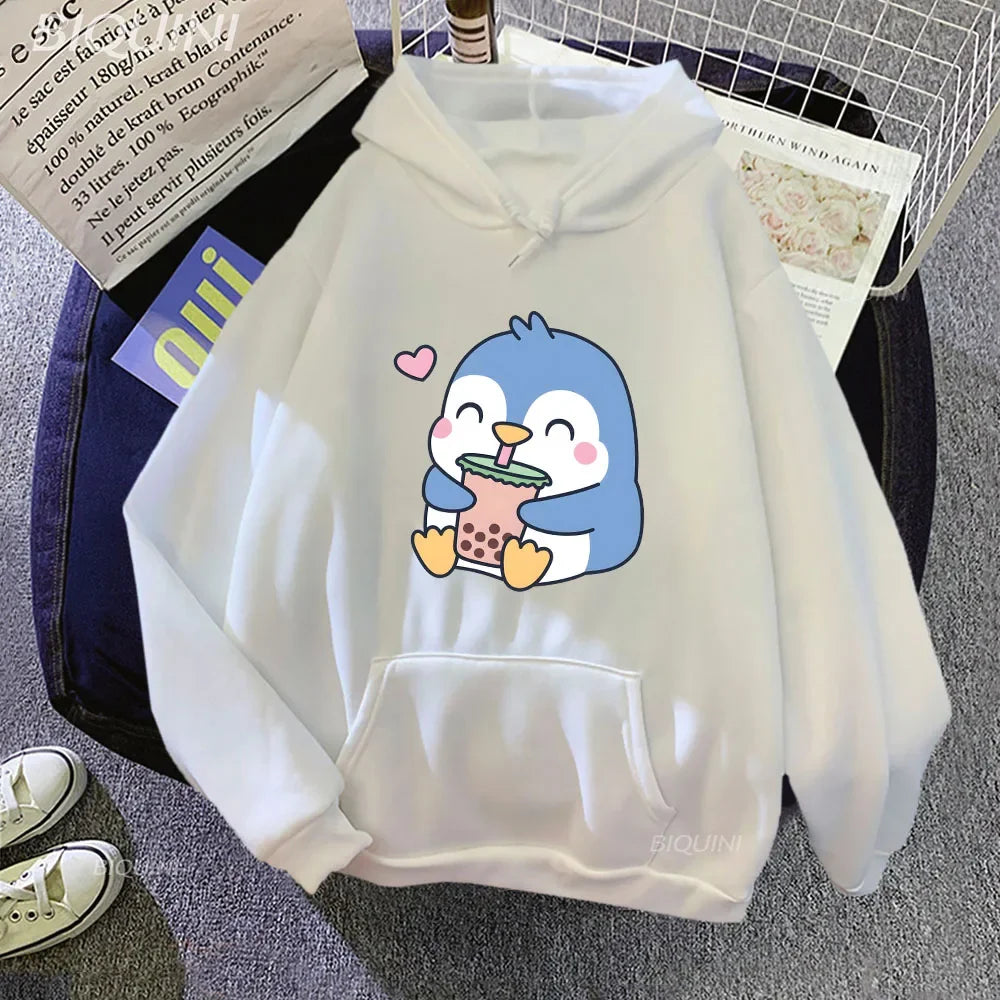 Penguin Loves Boba Tea Hoodie