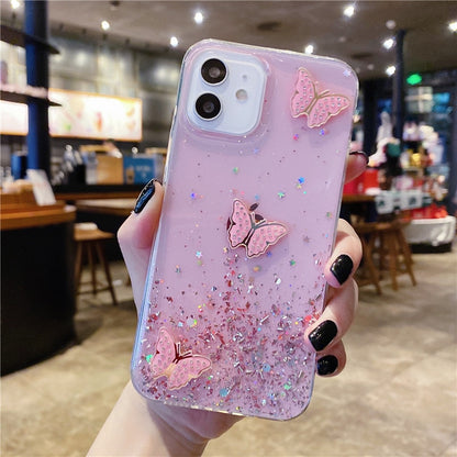 Kawaii Pink Glitter Butterfly iPhone Case