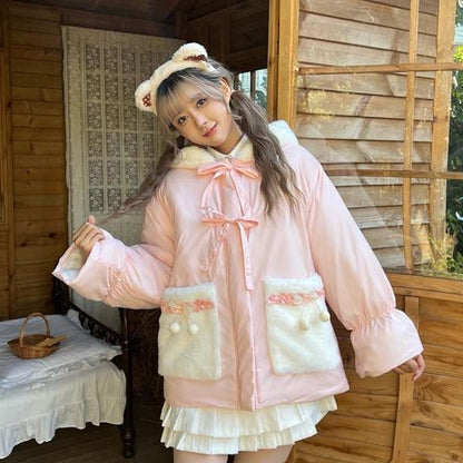 Kawaii Sweet Lolita Winter Coat in Pink