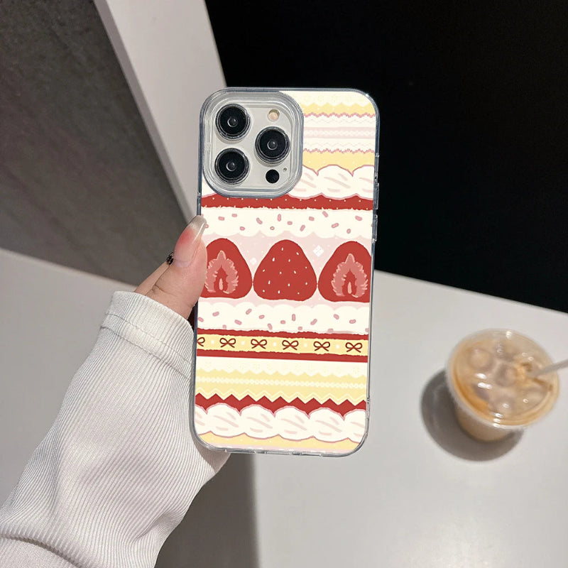 Kawaii Strawberries & Cream Cake Samsung Phone Case, this image is showing the strawberry red option for this phone case.