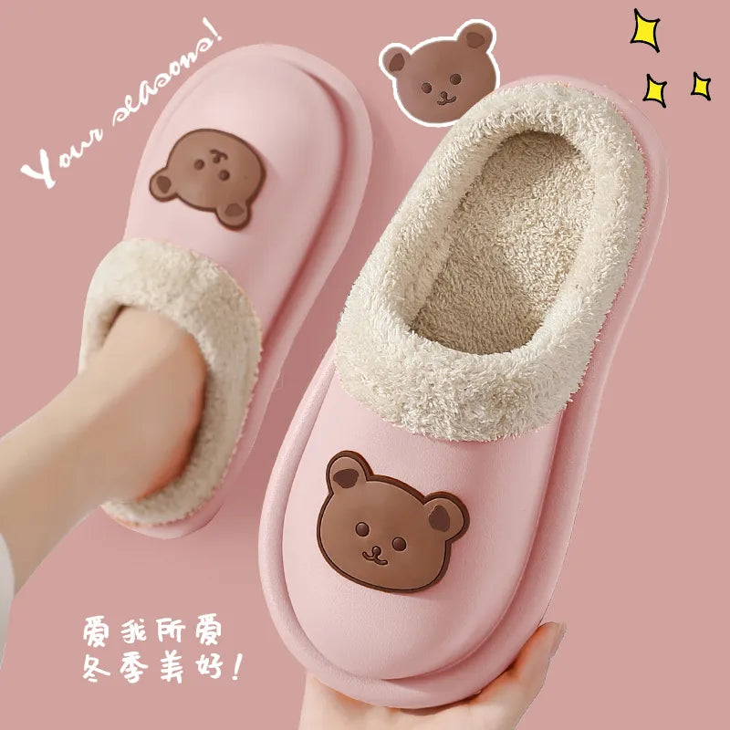 Thick Teddy Bear Winter Slippers - Cozy Comfort for Chilly Days