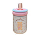 Kawaii cup with bear design and pink lid on a white background