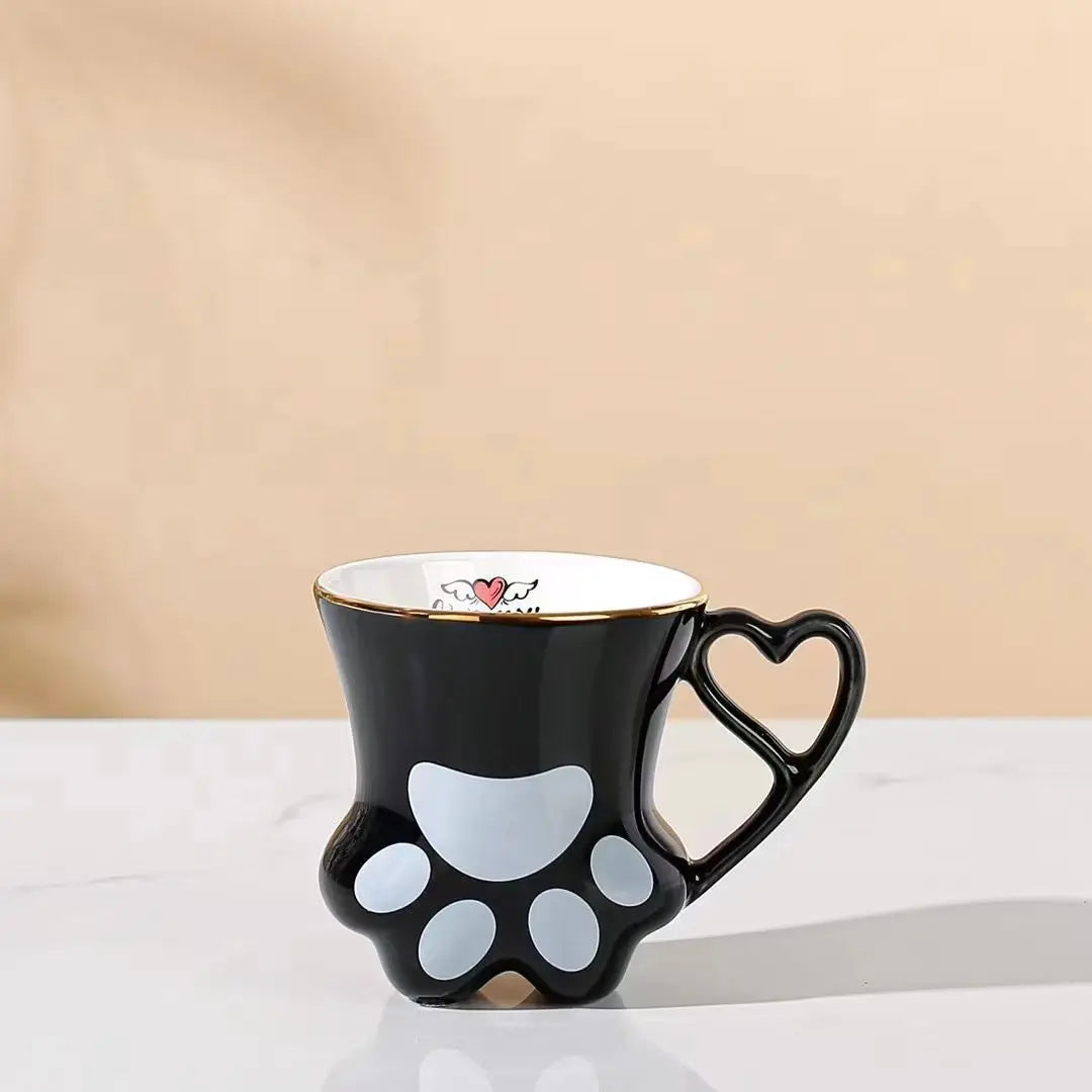 Kawaii Cat Paw Mug in Black