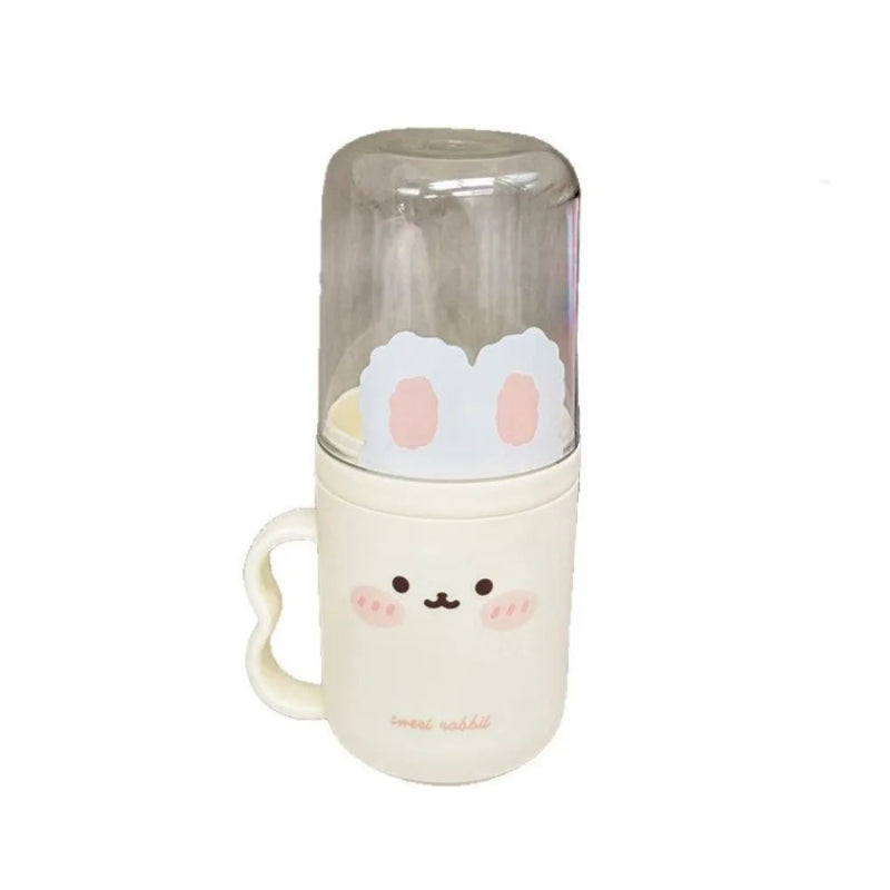 Kawaii toothbrush holder with rabbit design on a white background