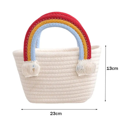 Rainbow Handle Tote Handbag