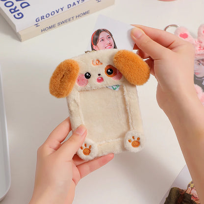 Plush Animal Photo Card Holder Keychain