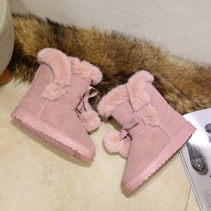 Light pink shop fur boots