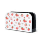 White gaming console cover with strawberry pattern on a white background