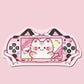 Cute gaming console mouse pad with a cartoon cat design on a pink background