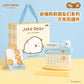Joke Bear and Friends product set including a calendar, card, and small bear figurine on a light blue background.