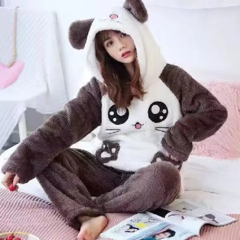 Kawaii Hamster Hoodie Fleece Pajamas