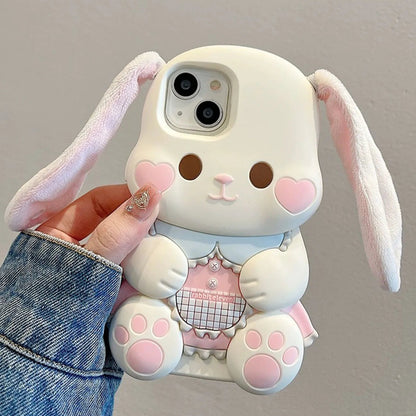 Kawaii Plush Ears Bunny iPhone Case