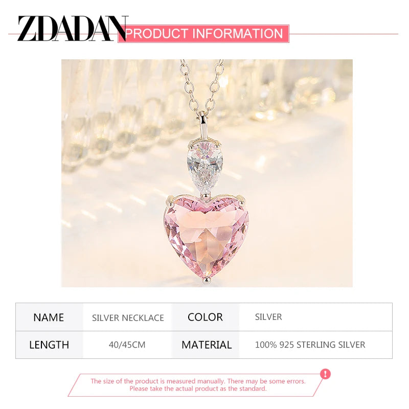 Pink Zircon Heart Pendant Necklace