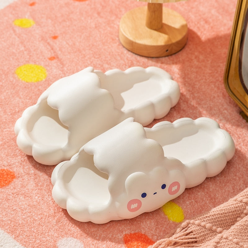 Kawaii Cloud Slide Sandals in White
