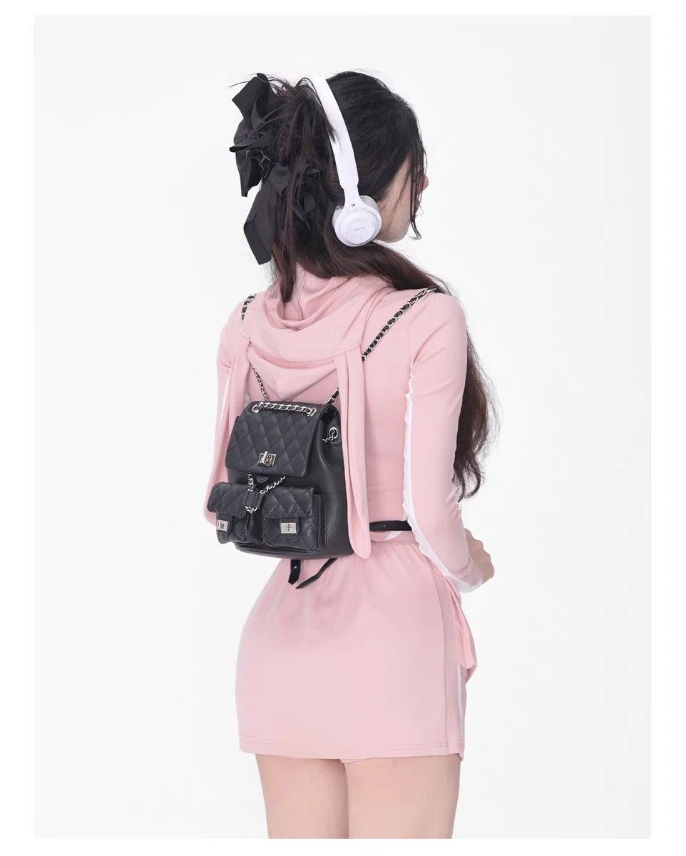 Two Piece Bunny Ears Hoodie Outfit