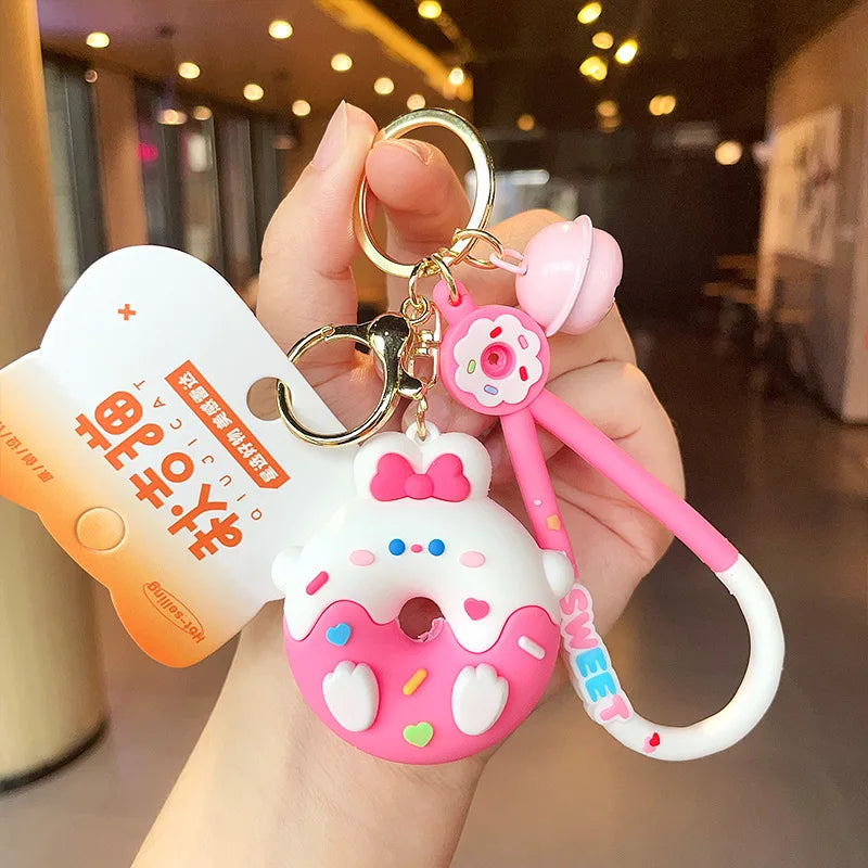 Pink Animal Donut Friend Keychains