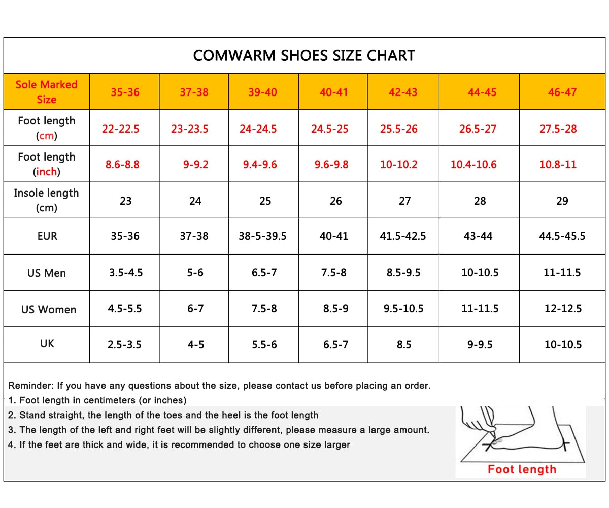 Kawaii Cow Slippers Size Chart