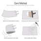 Care method instructions for a carpet with illustrations and text.