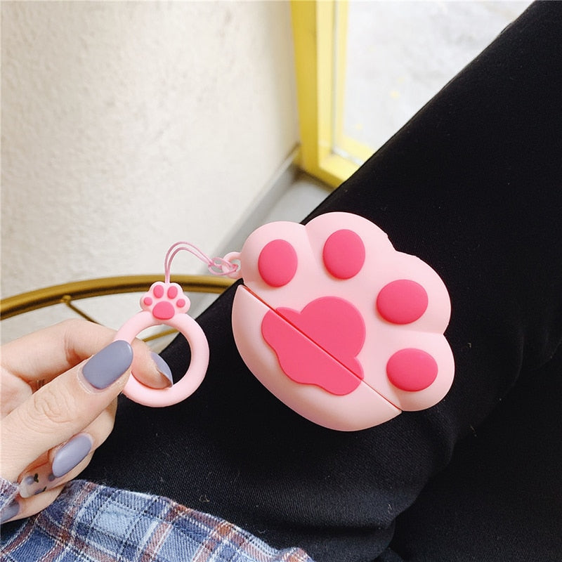 Kawaii Pink Cat Paw Airpods Case