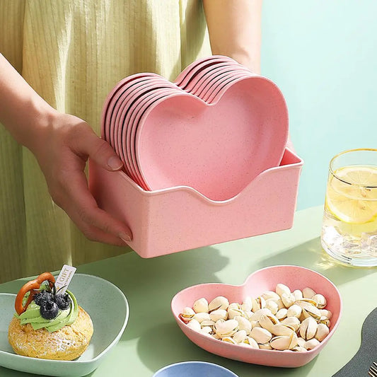 Heart Shaped Snack Plates Set