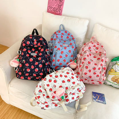 Strawberry Print Waterproof Backpack