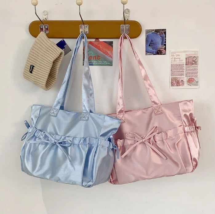 Pink and Blue Pastel Shoujo Tote Bags Hanging