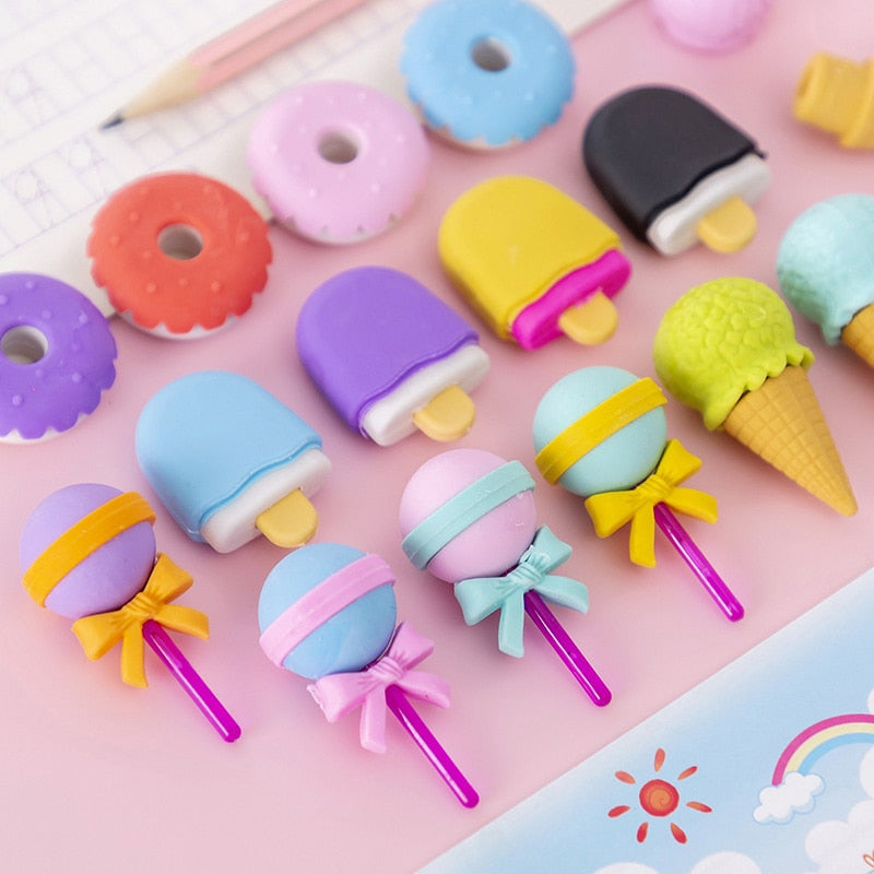 Kawaii Yummy Ice Cream Erasers Set