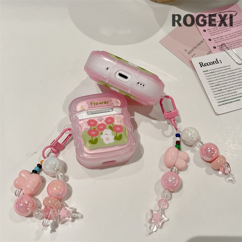 Kawaii Flower Bunny AirPods Cases