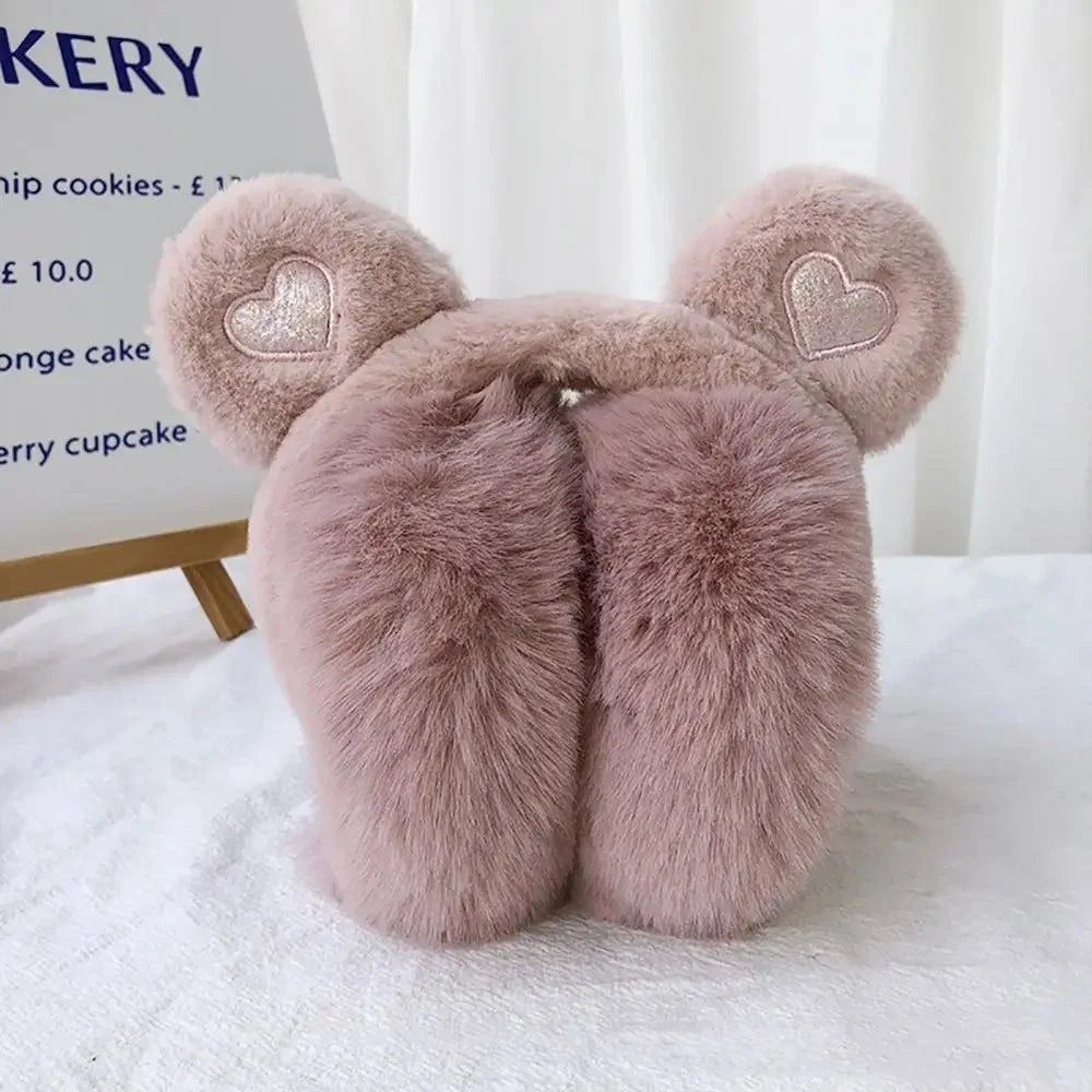 Cute Bear Ears Earmuffs in Dark Pink