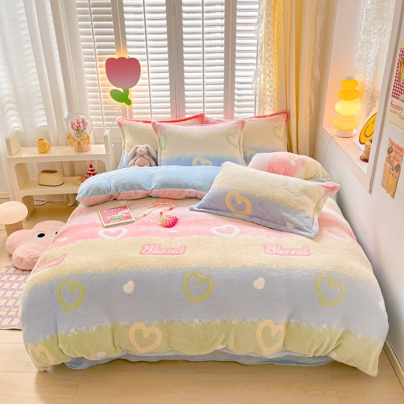 Kawaii Winter Flannel Duvet Cover