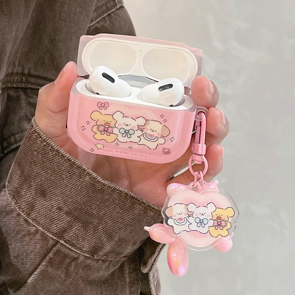 Kawaii Puppies Pink AirPods Case