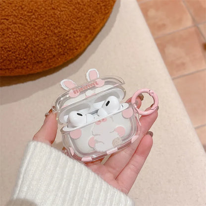 Kawaii Bunny Ears Transparent AirPods Case